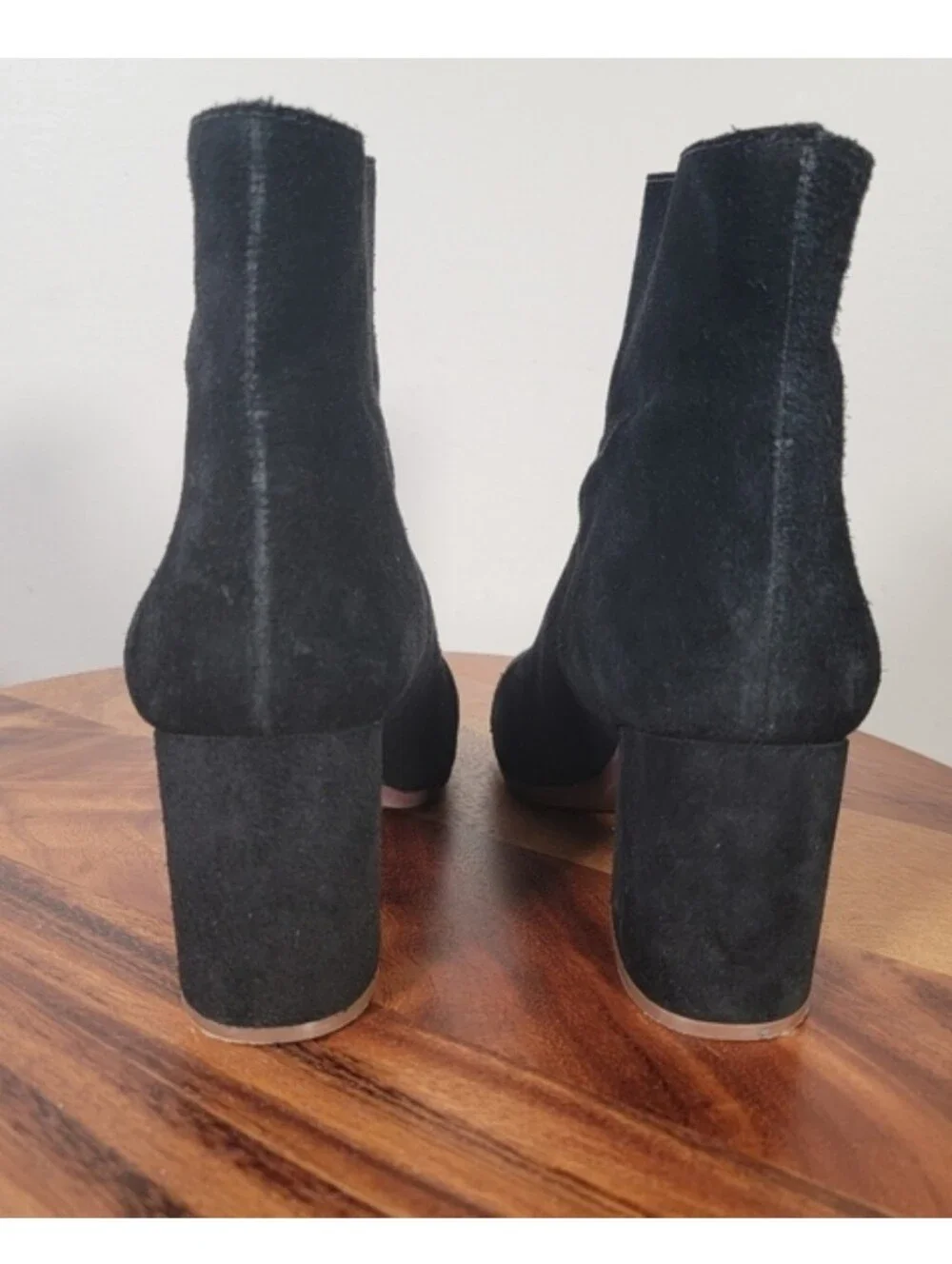 Madewell The Amalia Suede Front Zip Ankle Boots Black Size 6 Block Heel Retro
